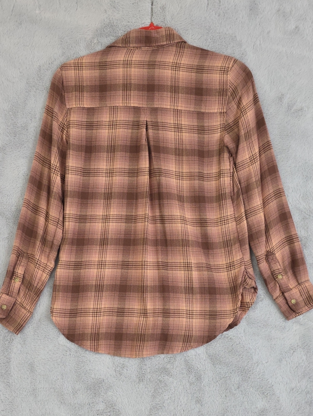 American Eagle Outfitters Boyfriend Fit Flannel Shirt XS Pink Brown Plaid Amazin - Picture 9 of 14